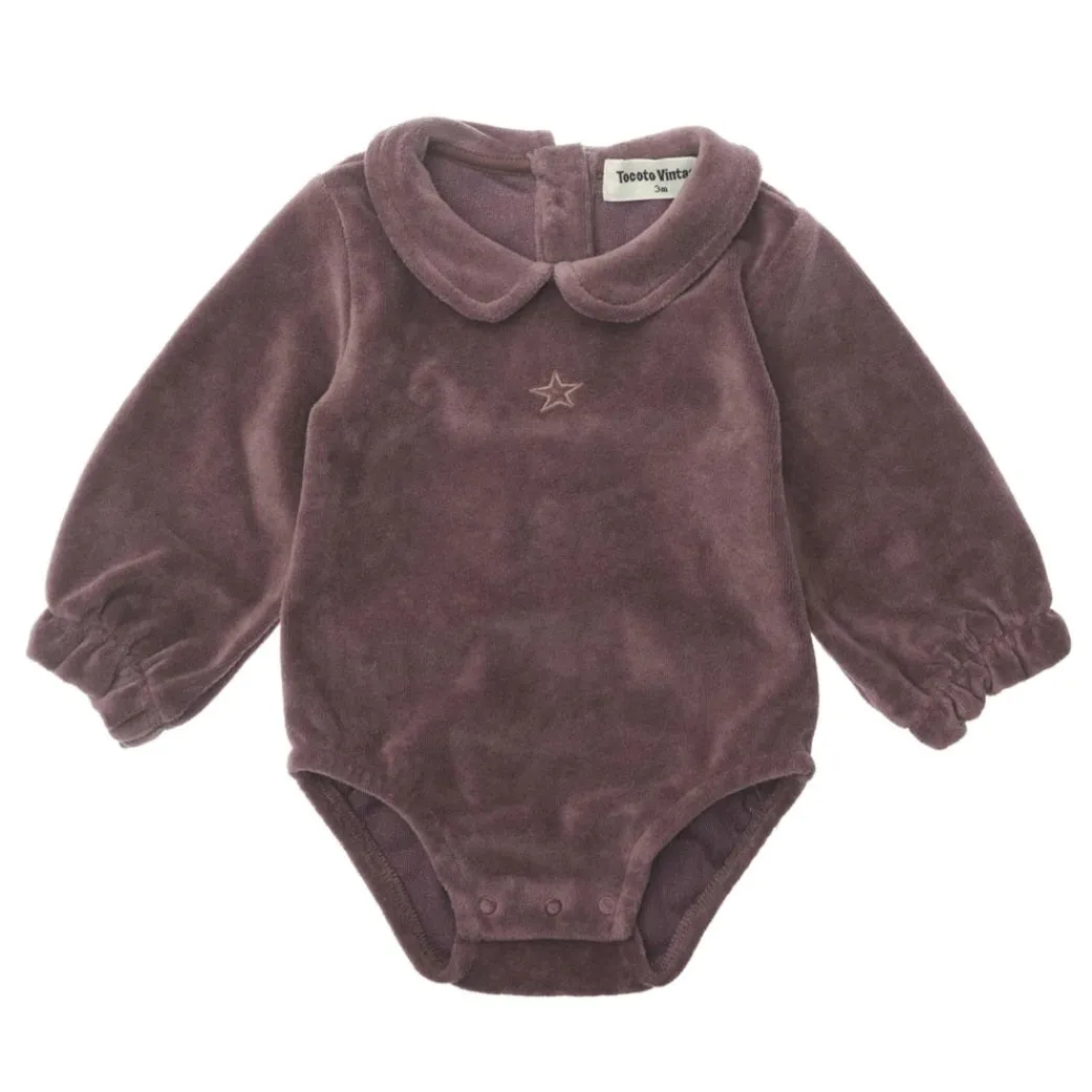 Tocoto Vintage Plum Velvet bodysuit