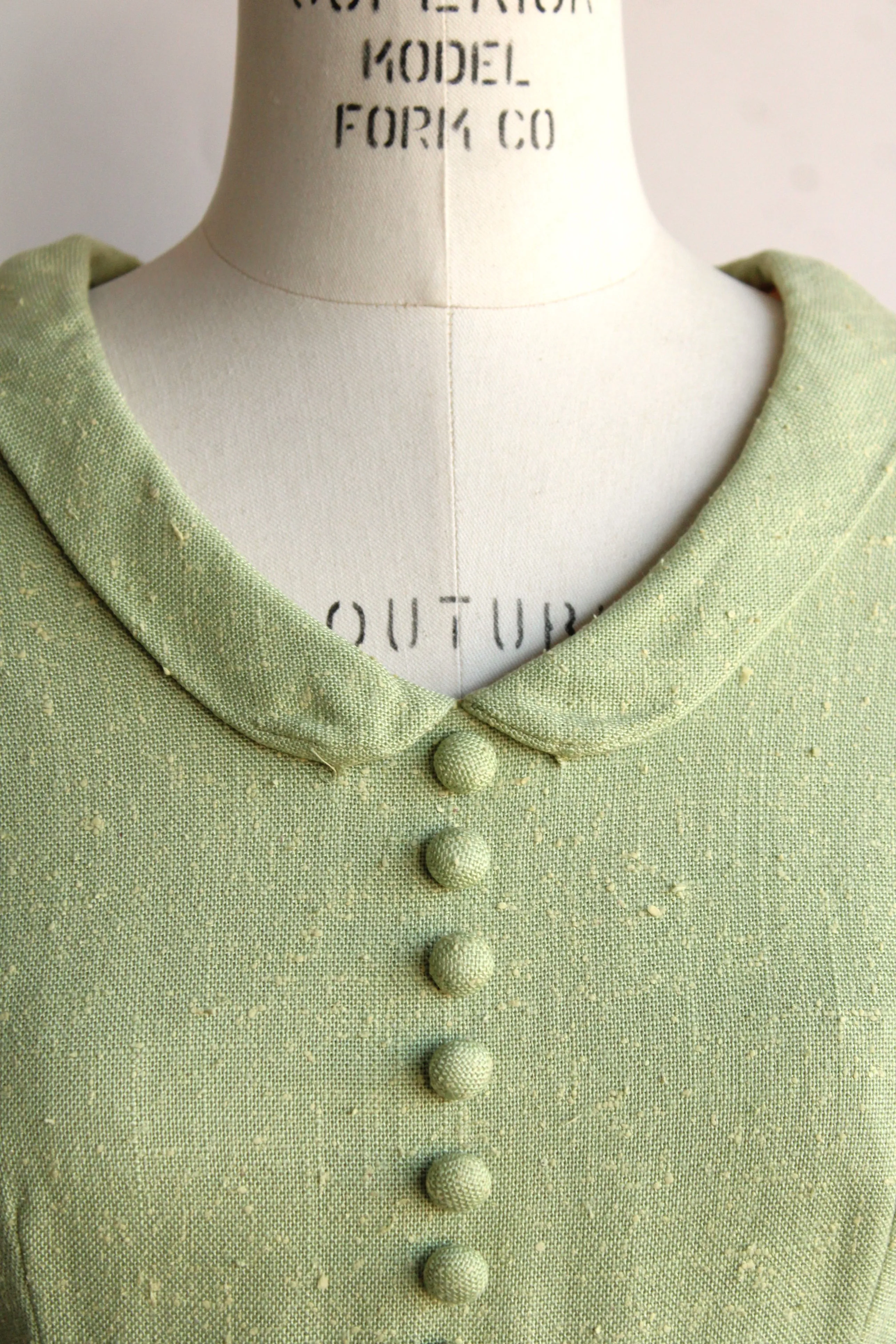 Vintage 1960s Apple Green Tweed Dress
