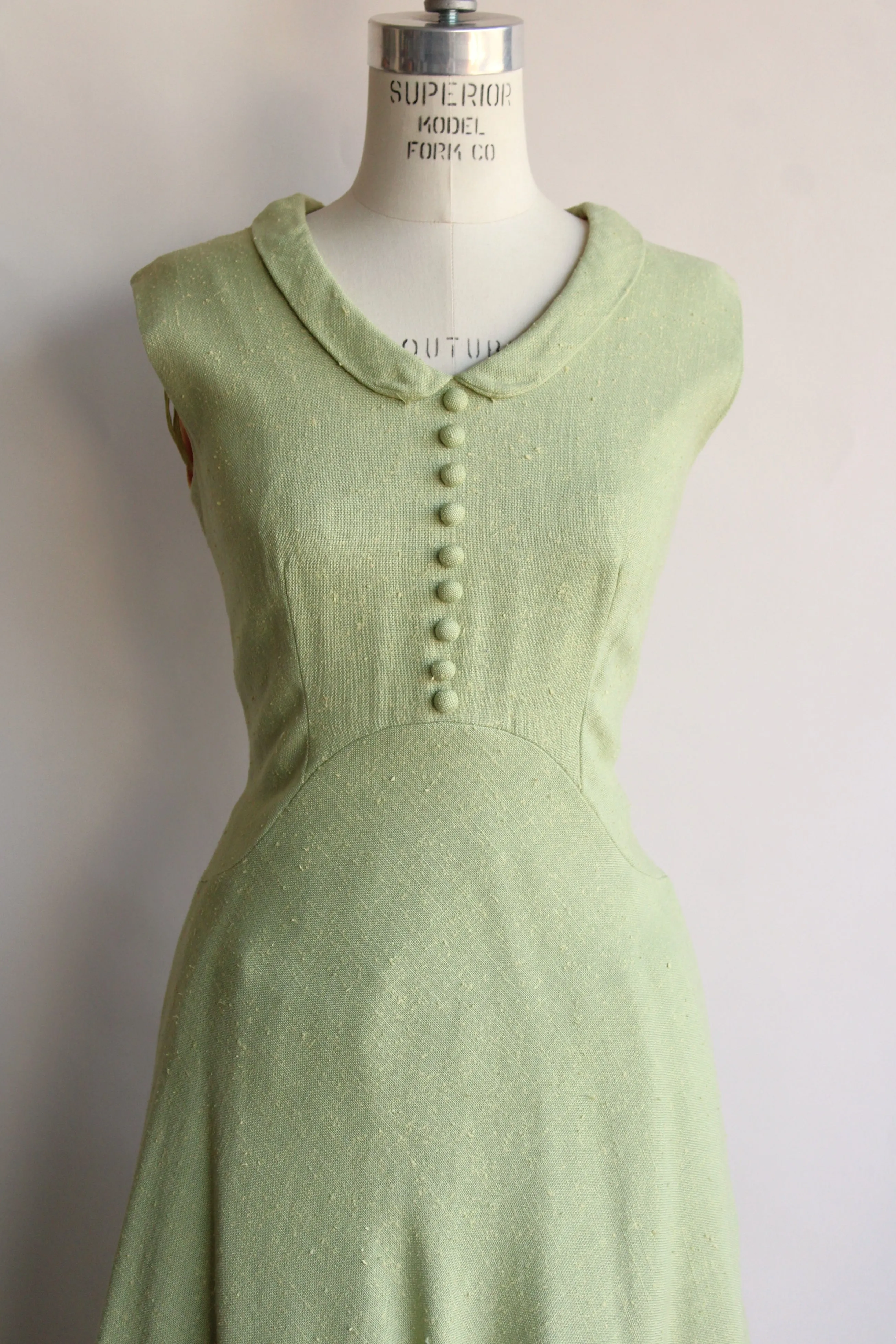 Vintage 1960s Apple Green Tweed Dress