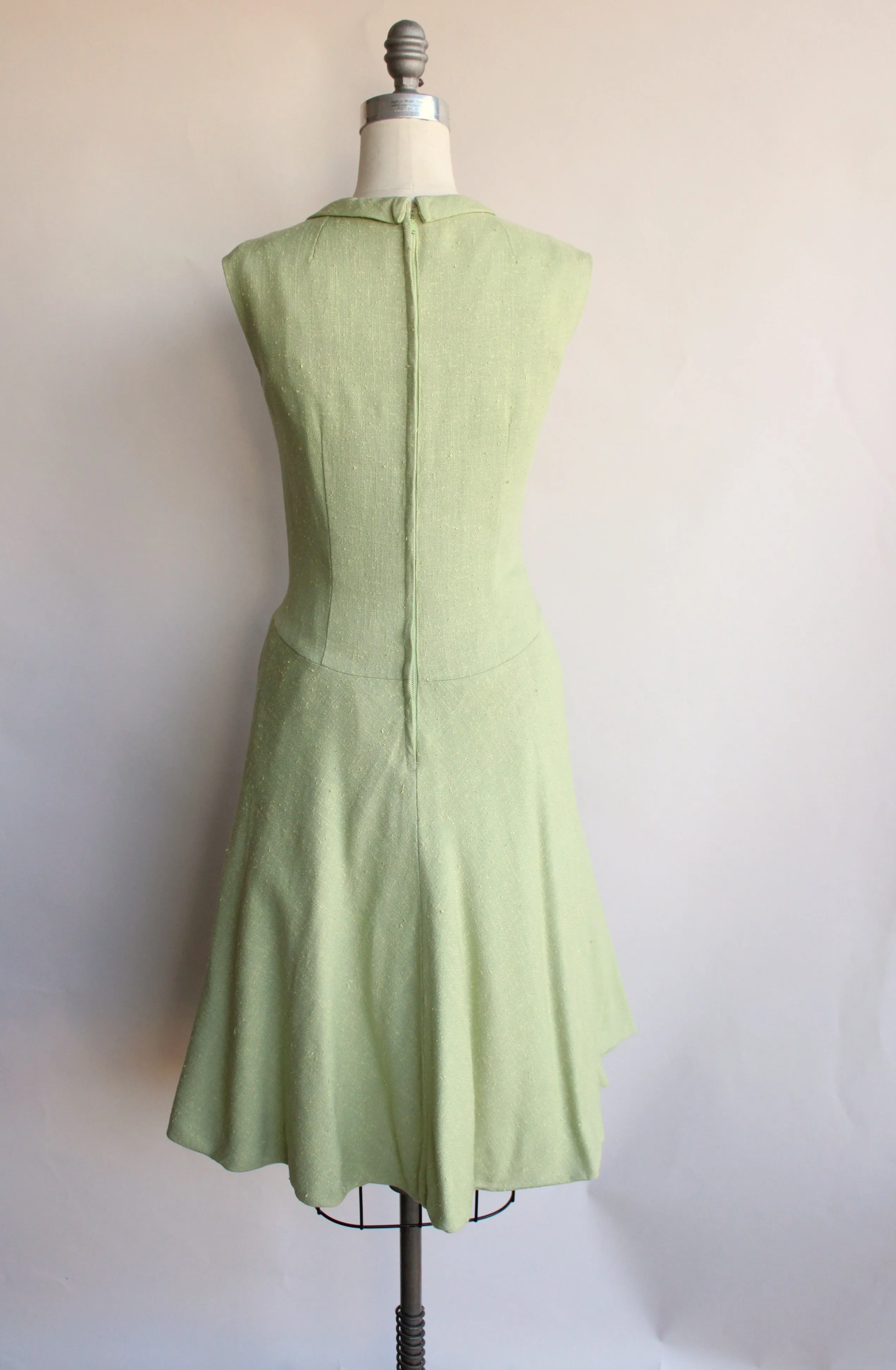 Vintage 1960s Apple Green Tweed Dress