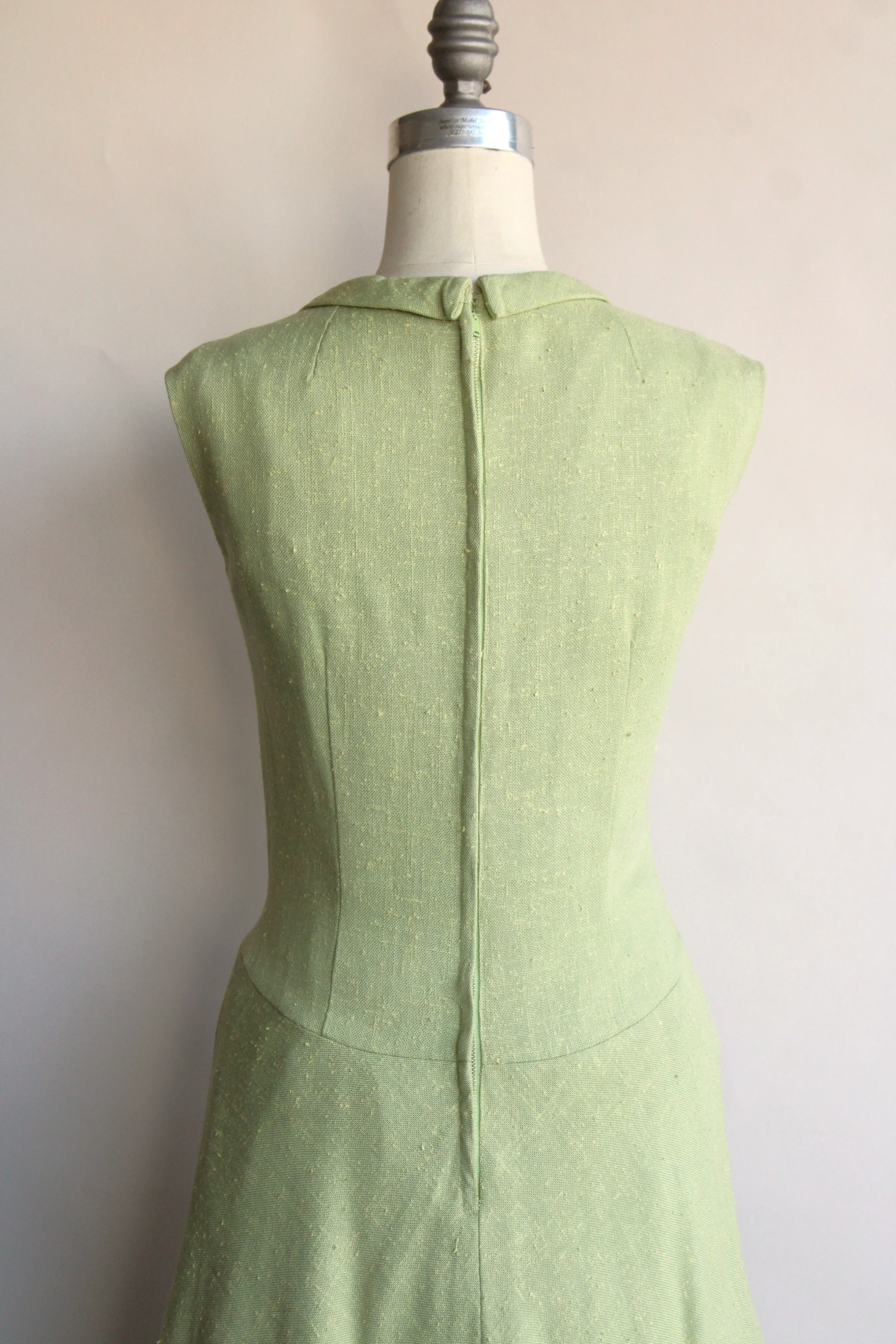 Vintage 1960s Apple Green Tweed Dress