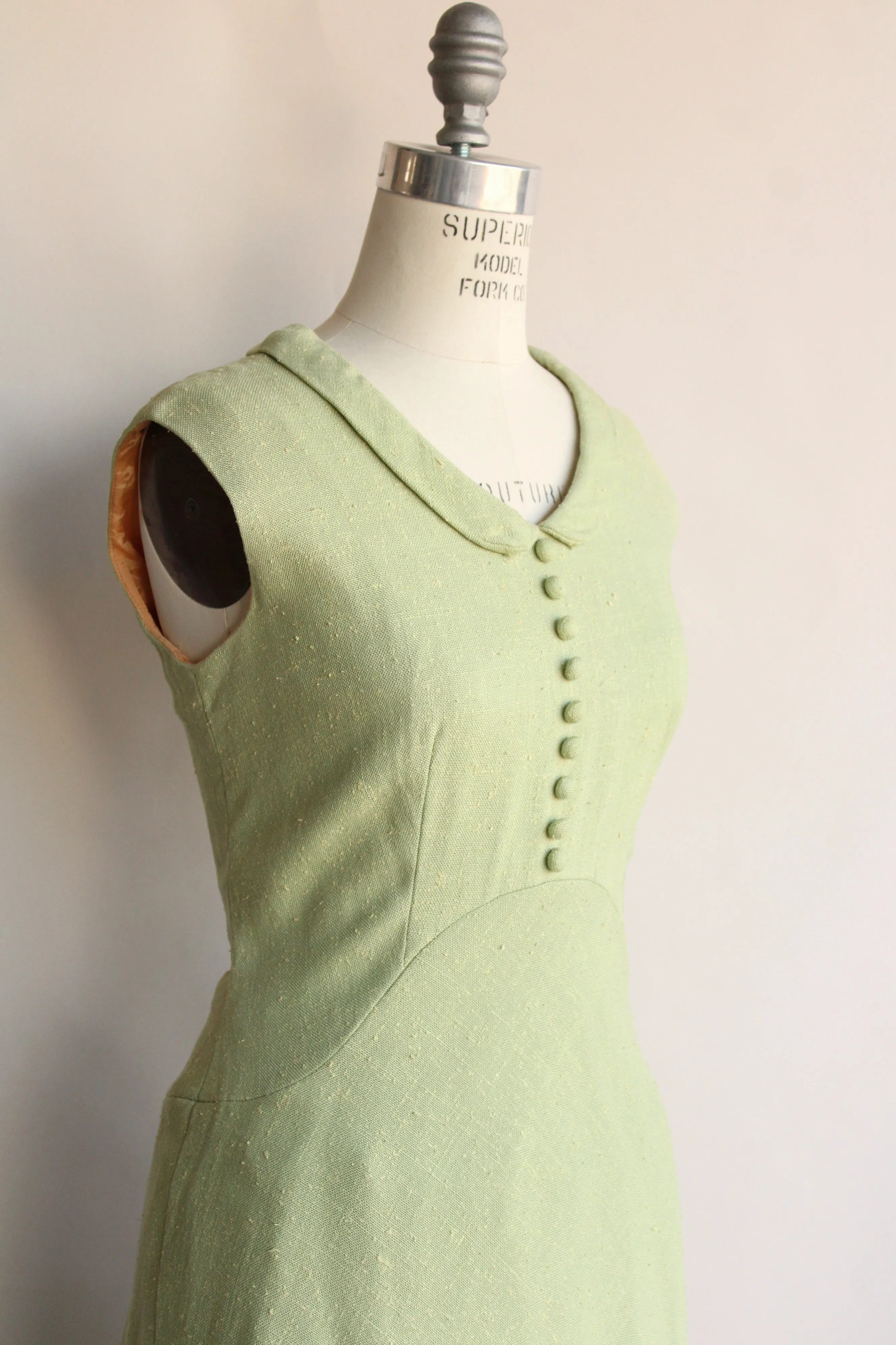 Vintage 1960s Apple Green Tweed Dress