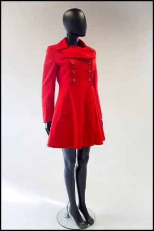 Vintage 1960s Red Wool Mini Dress and Coat Suit