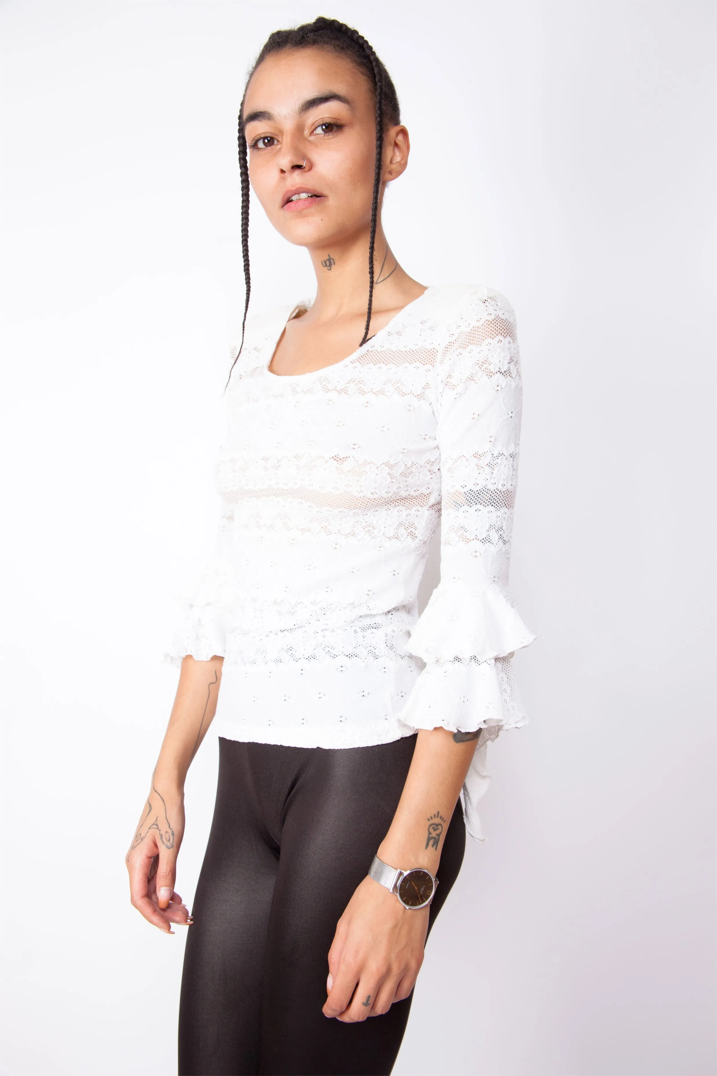 Vintage 90s White Ruffles Top