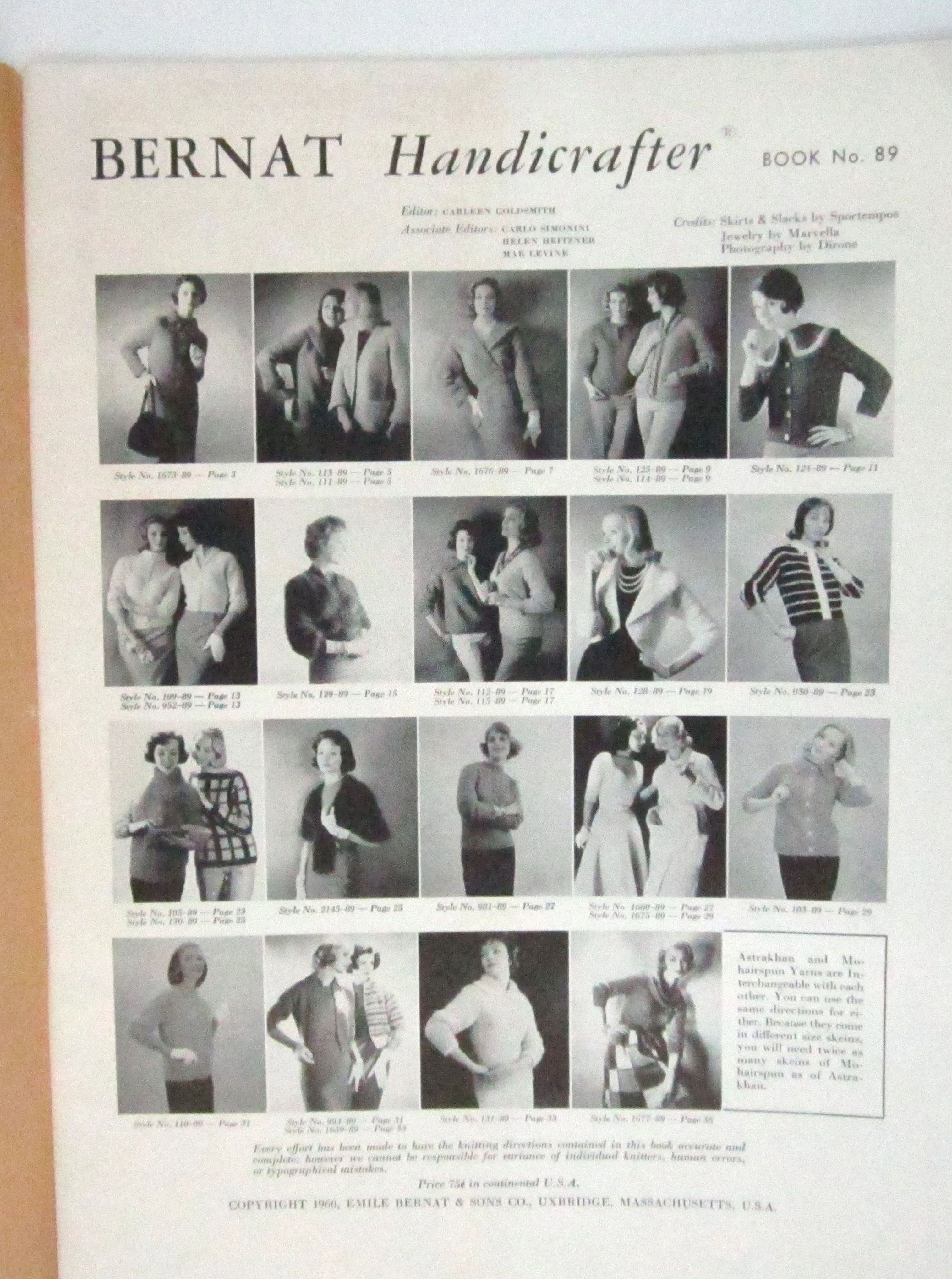 Vintage Bernat Book 89: Handicrafter Knitting Magazine
