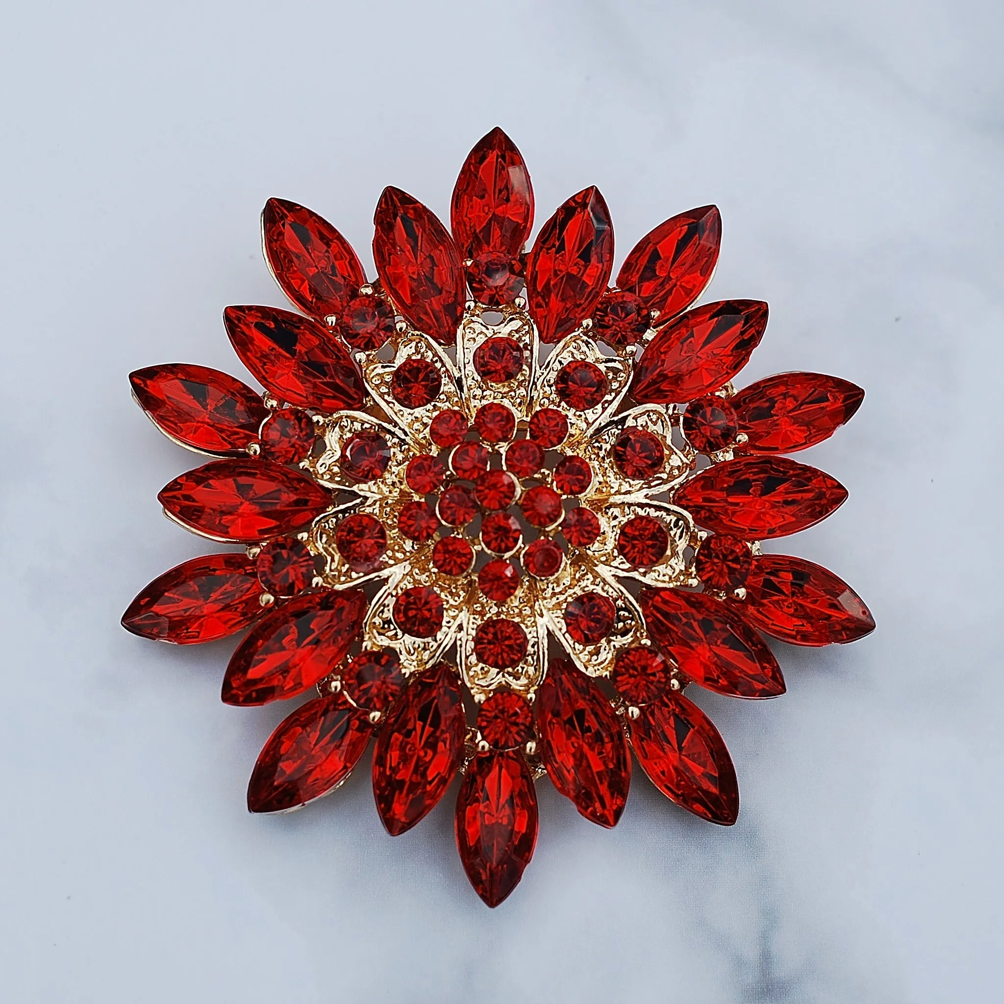 Vintage Brooch Large with Crystal