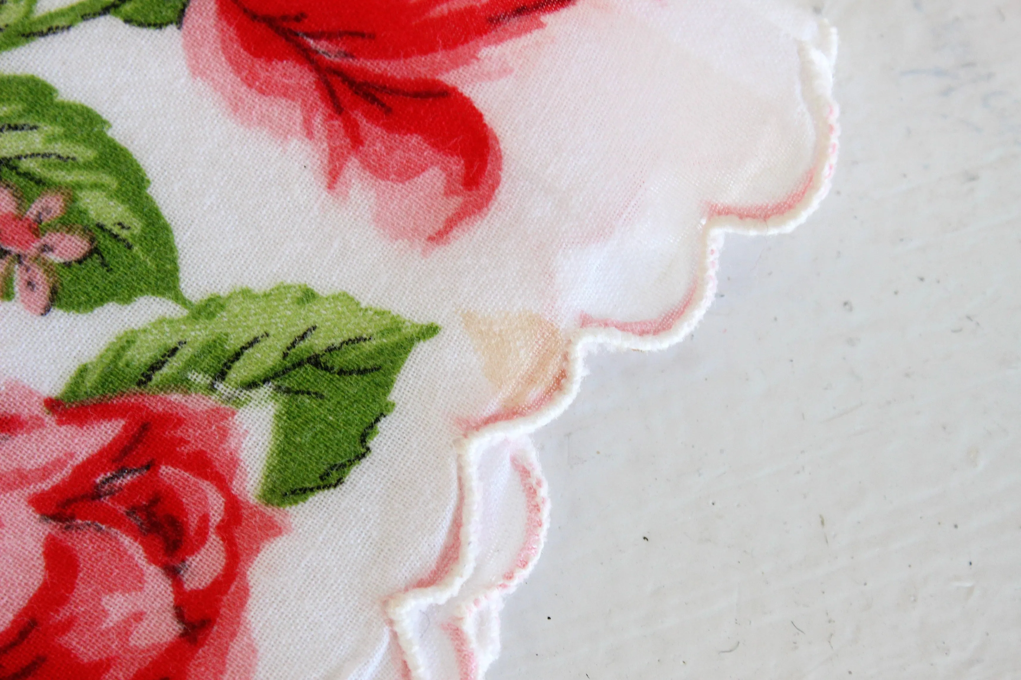 Vintage Handkerchief Roses Print