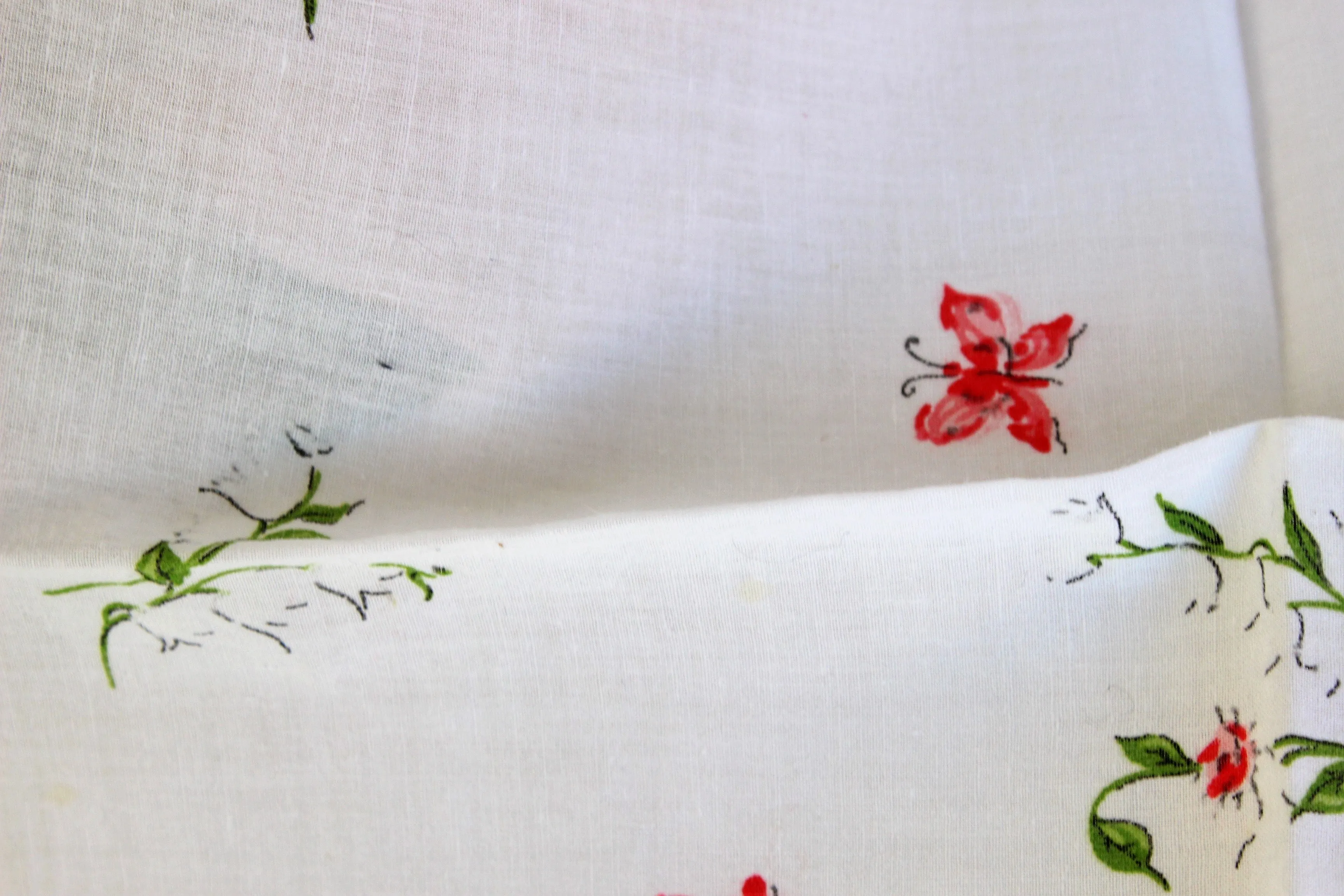 Vintage Handkerchief Roses Print