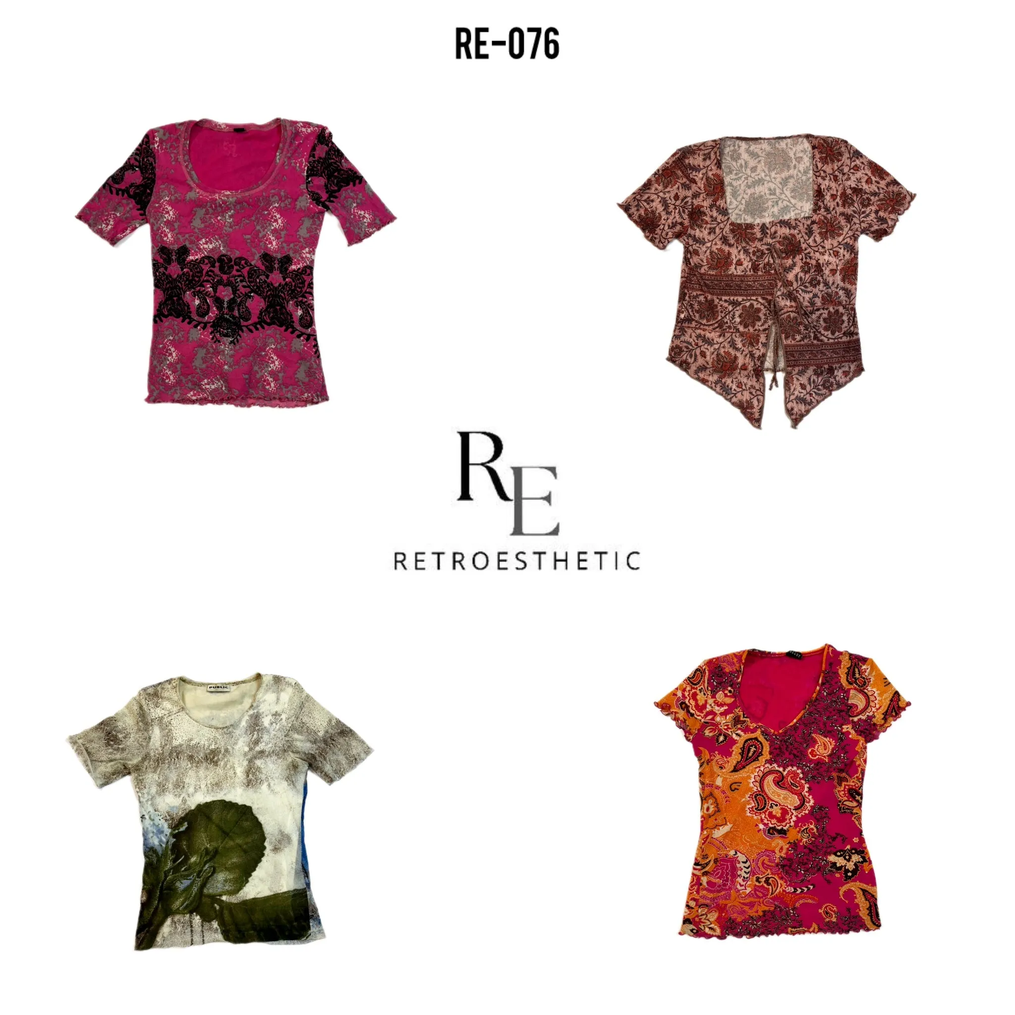 Y2K Printed Mesh Tops (RE-076)
